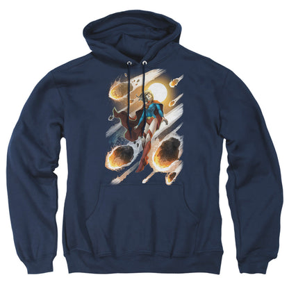 Jla Supergirl #1 Mens Hoodie Navy Officially Licensed