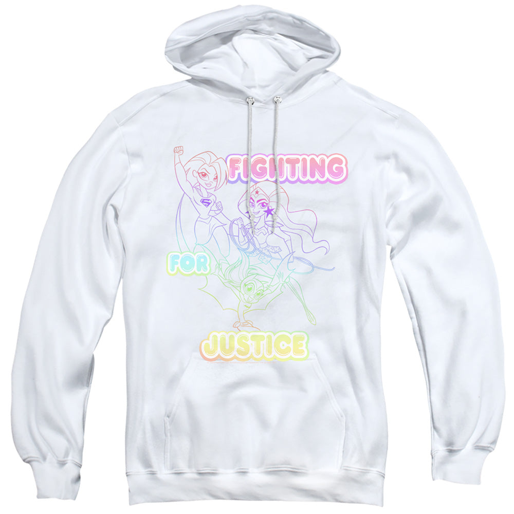 Dc Superhero Girls Fighting For Justice Mens Hoodie White Officially Licensed