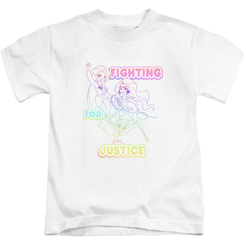 Dc Superhero Girls Fighting for Justice Juvenile Kids Youth T Shirt White Officially Licensed