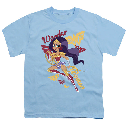 Dc Superhero Girls Wonder Woman Kids Youth T Shirt Light Blue Officially Licensed