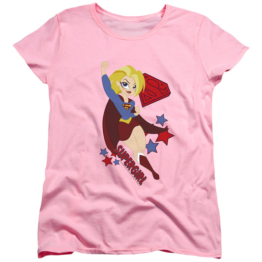 Dc Superhero Girls Supergirl Womens T Shirt Pink Officially Licensed