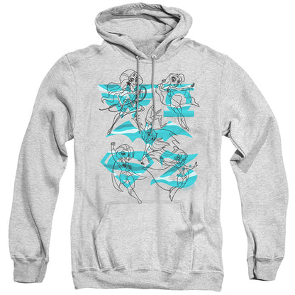 Dc Superhero Girls Line Art Group Mens Hoodie Athletic Heather Officially Licensed