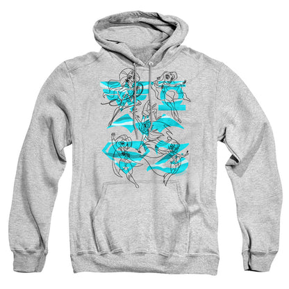 Dc Superhero Girls Line Art Group Mens Hoodie Athletic Heather Officially Licensed