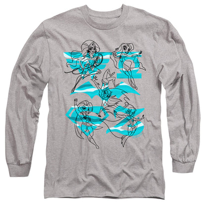 Dc Superhero Girls Line Art Group Mens Long Sleeve Shirt Athletic Heather Officially Licensed Officially Licensed