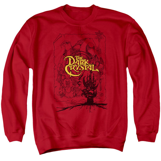 Dark Crystal Poster Lines Mens Crewneck Sweatshirt Red Officially Licensed
