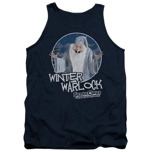 Santa Claus Is Comin To Town Winter Warlock Mens Tank Top Shirt Navy Officially Licensed
