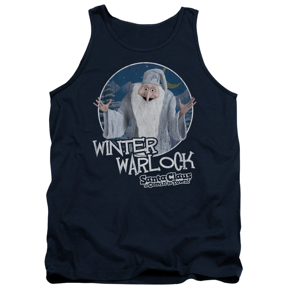 Santa Claus Is Comin To Town Winter Warlock Mens Tank Top Shirt Navy Officially Licensed