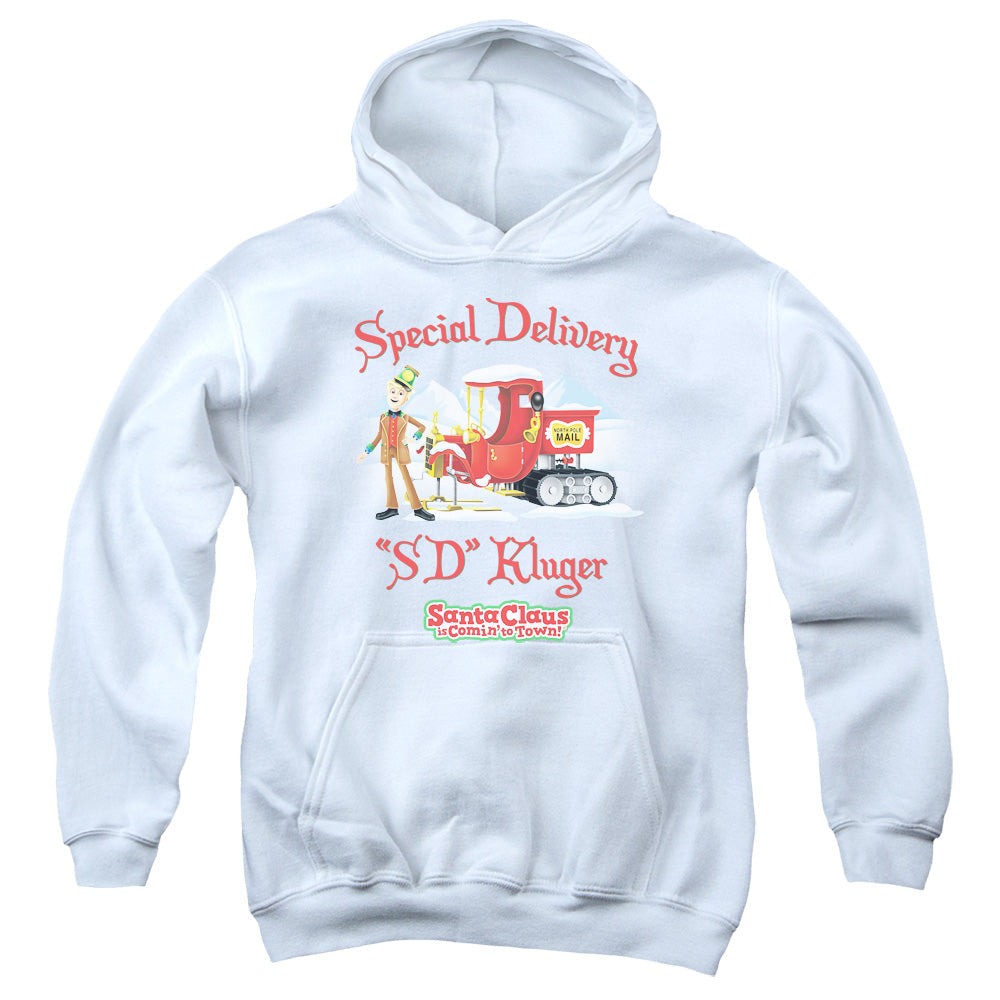 Santa Claus is Comin to Town Kluger Kids Youth Hoodie White Officially Licensed