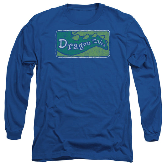 Dragon Tales Logo Distressed Mens Long Sleeve Shirt Royal Blue Officially Licensed