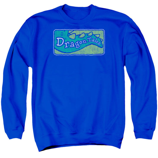 Dragon Tales Logo Distressed Mens Crewneck Sweatshirt Royal