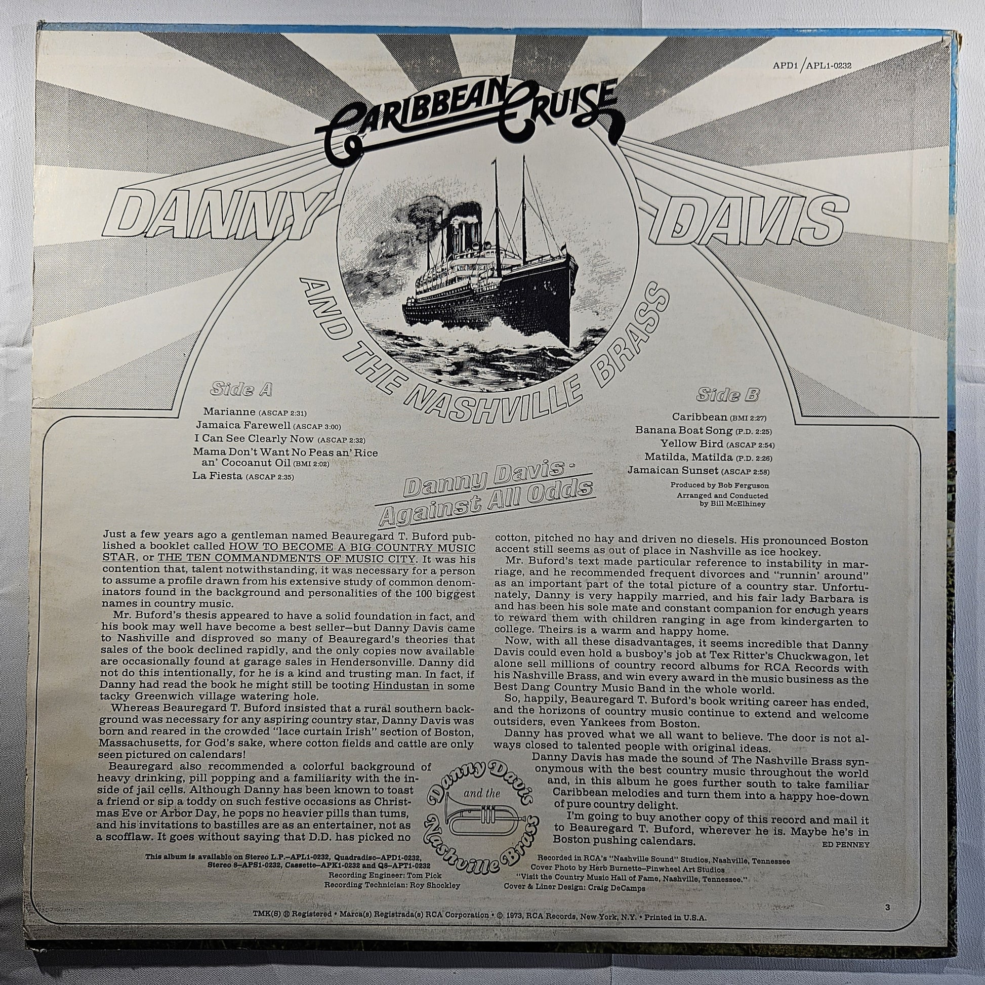 Danny Davis and The Nashville Brass - Caribbean Cruise [1973 Hollywood Pressing] [Used Vinyl Record LP]