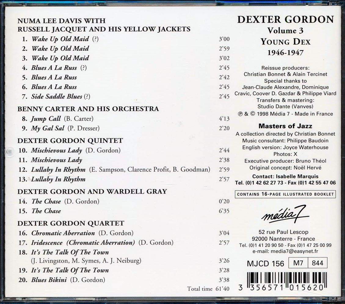 Dexter Gordon - Volume 3 - Young Dex 1946-1947 Complete Edition [1998 New CD]