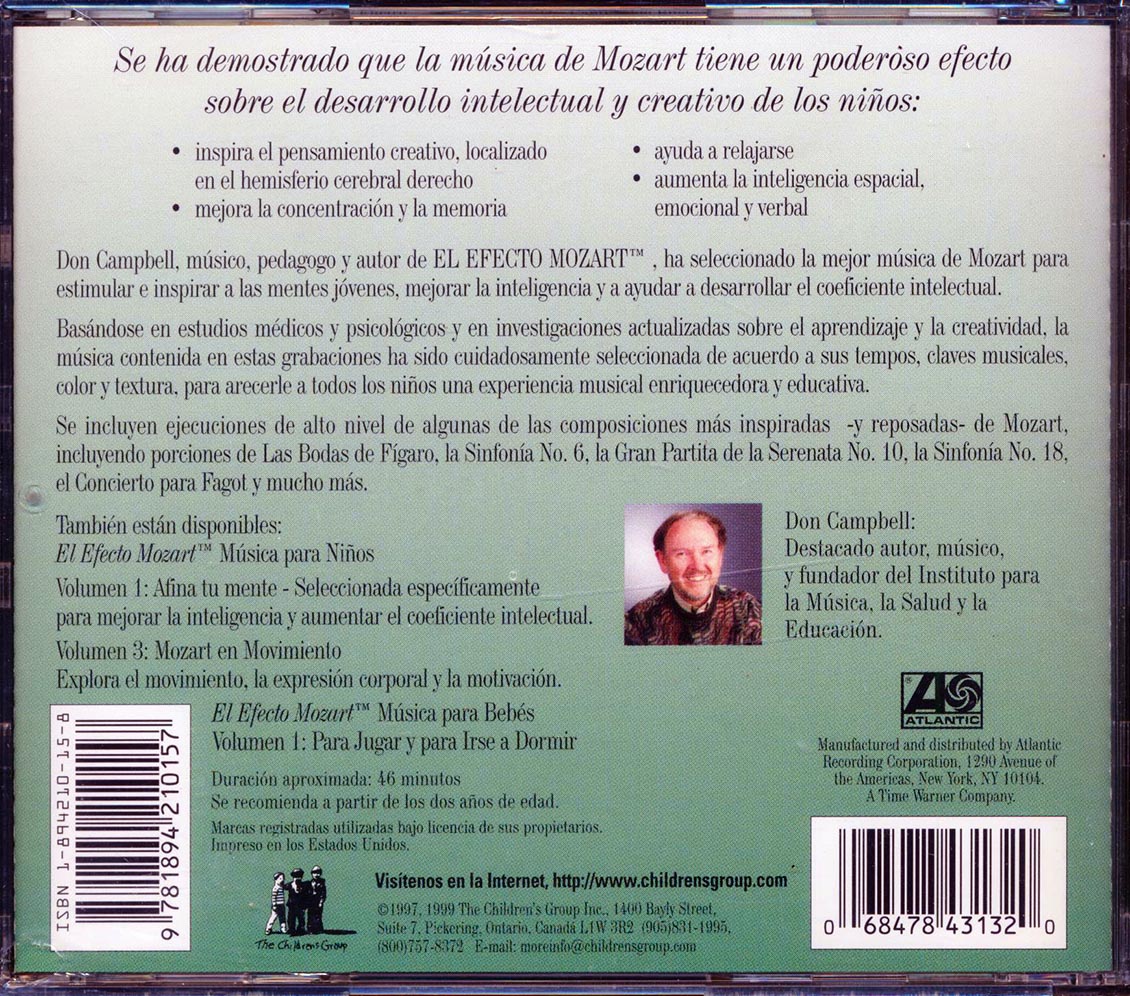 Don Campbell - El Mozart Efecto: Musica Para Ninos Vol. 2 [1999 New CD]