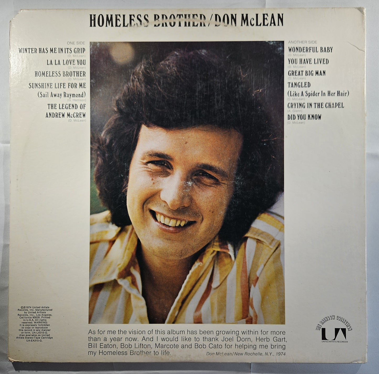 Don McLean - Homeless Brother [1974 All Disc Press] [Used Vinyl Record LP]