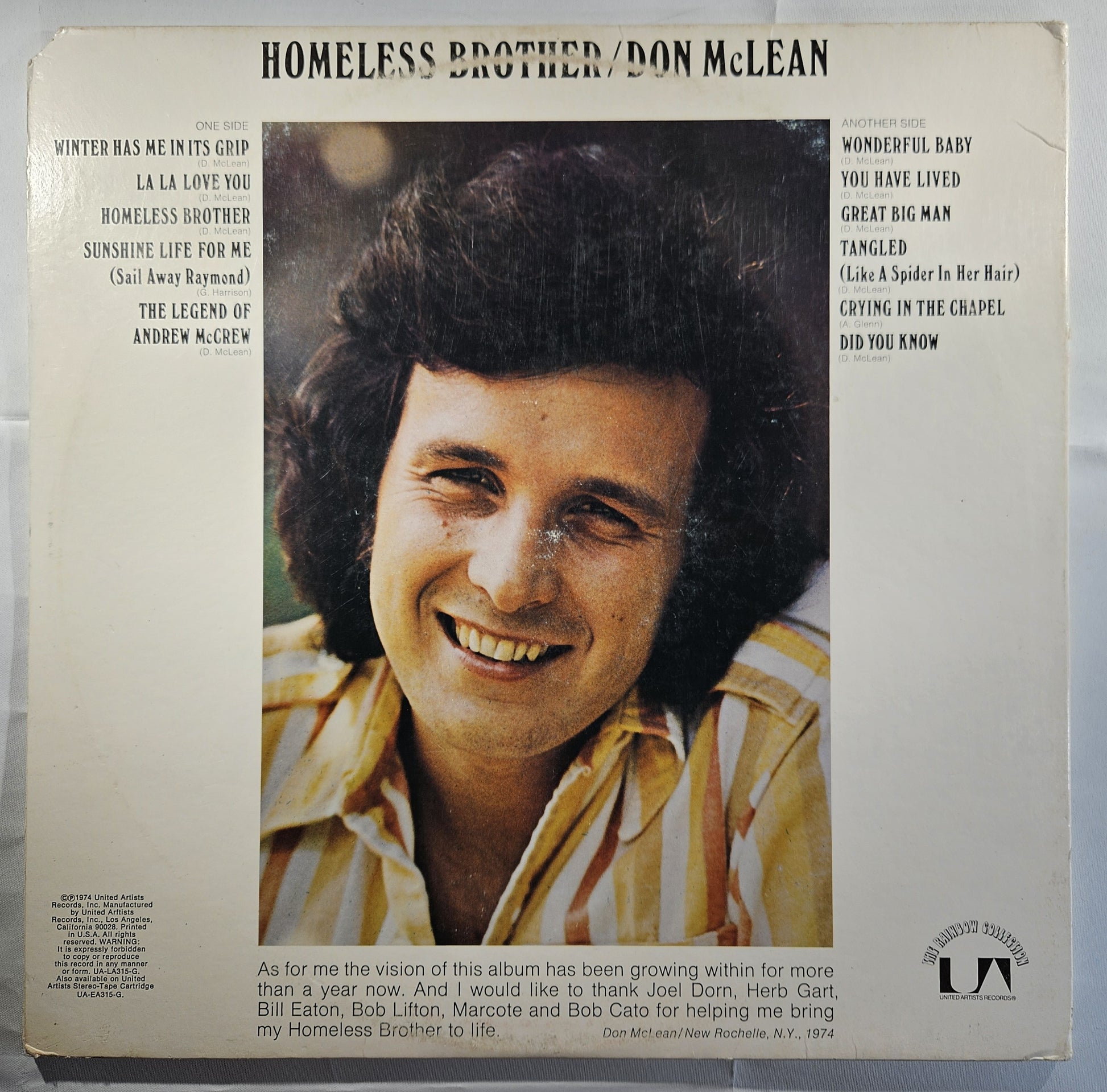 Don McLean - Homeless Brother [1974 All Disc Press] [Used Vinyl Record LP]