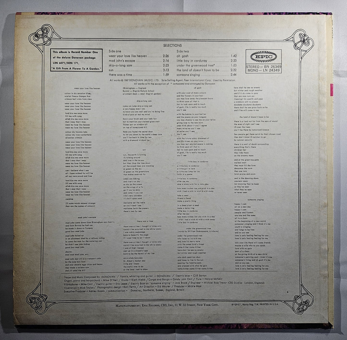 Donovan - Wear Your Love Like Heaven [1967 Santa Maria Pressing] [Used Vinyl Record LP] [C]