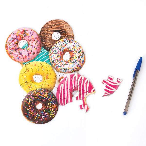Donuts 24 Piece Mini Shaped Jigsaw Puzzle Paper House
