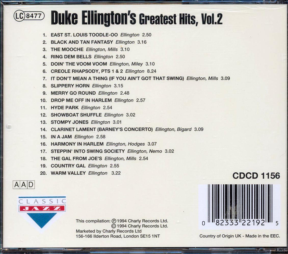 Duke Ellington - Duke Ellington's Greatest Hits Vol.2 [1994 New CD]