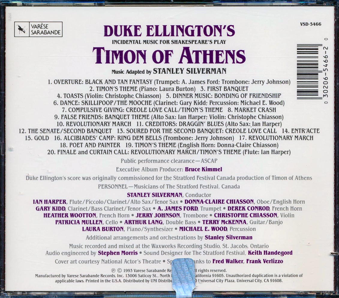 Duke Ellington - Duke Ellington's Timon of Athens [1993 New CD]