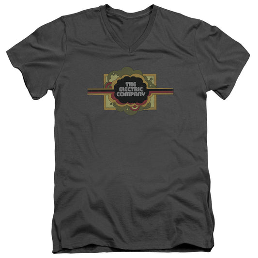Electric Company Logo Mens Slim Fit V Neck T Shirt Charcoal Officially Licensed