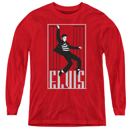 Elvis Presley One Jailhouse Long Sleeve Kids Youth T Shirt Red