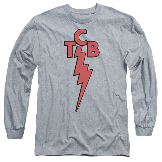 Elvis Presley Tcb Mens Long Sleeve Shirt Athletic Heather Officially Licensed