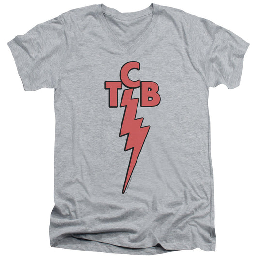 Elvis Presley TCB Mens Slim Fit V-Neck T Shirt Athletic Heather