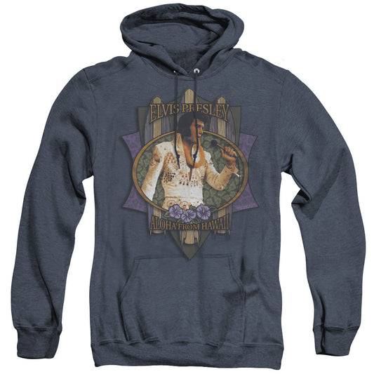 Elvis Presley Aloha From Hawaii Heather Mens Hoodie Navy Officially Licensed