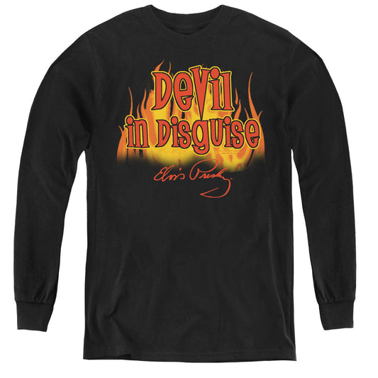 Elvis Presley Devil in Disguise Long Sleeve Kids Youth T Shirt Black Officially Licensed