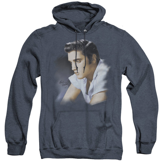 Elvis Presley Blue Profile Heather Mens Hoodie Navy Blue Officially Licensed