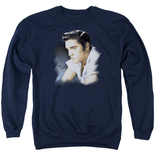 Elvis Presley Blue Profile Mens Crewneck Sweatshirt Navy