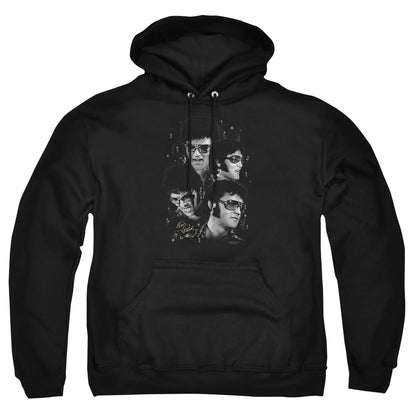 Elvis Presley Faces Mens Hoodie Black Officially Licensed
