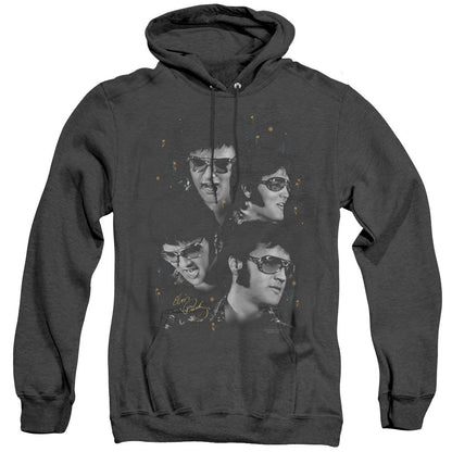 Elvis Presley Faces Heather Mens Hoodie Black Officially Licensed