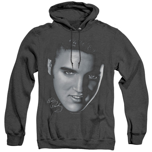 Elvis Presley Big Face Heather Mens Hoodie Black Officially Licensed