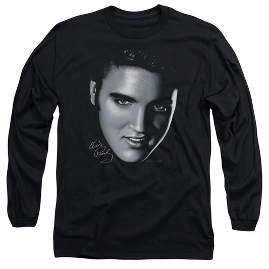 Elvis Presley Big Face Mens Long Sleeve Shirt Black Officially Licensed Officially Licensed