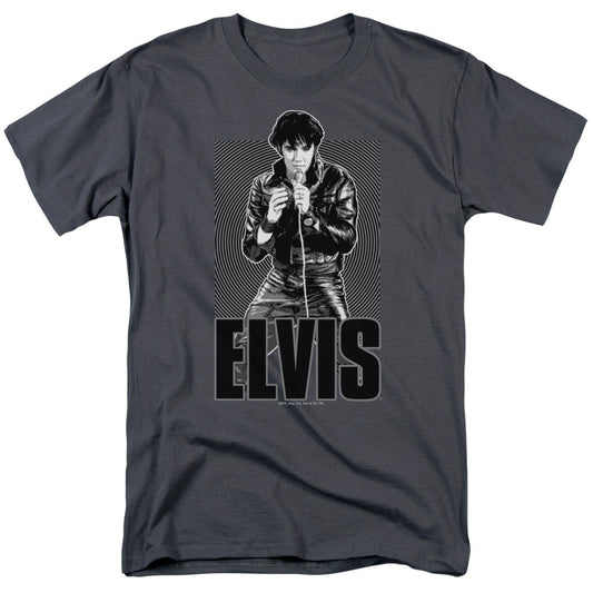 Elvis Presley Leather Mens T Shirt Charcoal Officially Licensed
