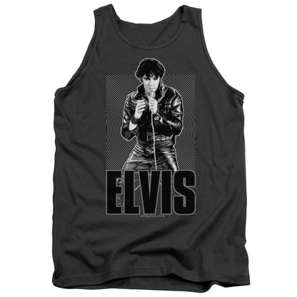 Elvis Presley Leather Mens Tank Top Shirt Charcoal Officially Licensed
