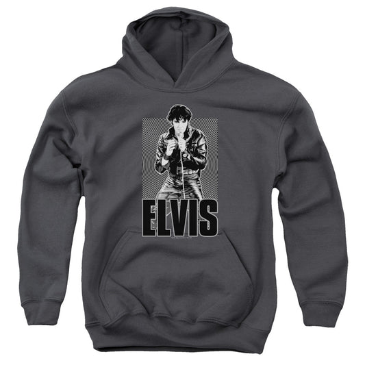 Elvis Presley Leather Kids Youth Hoodie Charcoal Officially Licensed