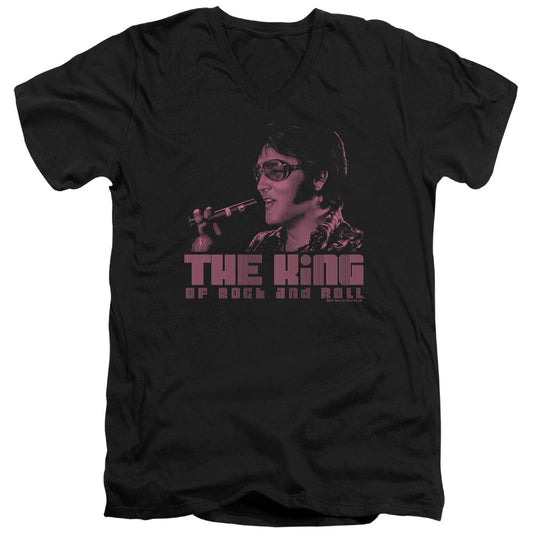 Elvis Presley the King Mens Slim Fit V-Neck T Shirt Black Officially Licensed