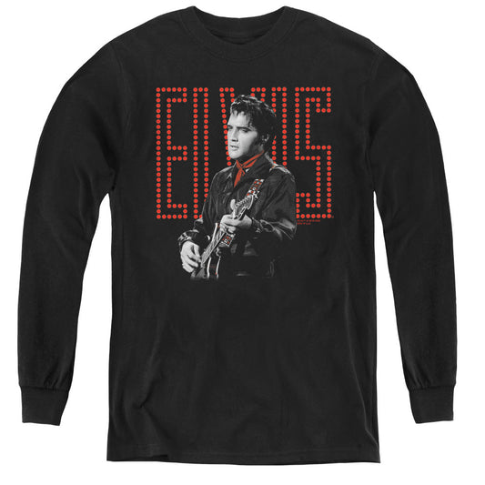 Elvis Presley Red Guitarman Long Sleeve Kids Youth T Shirt Black Officially Licensed