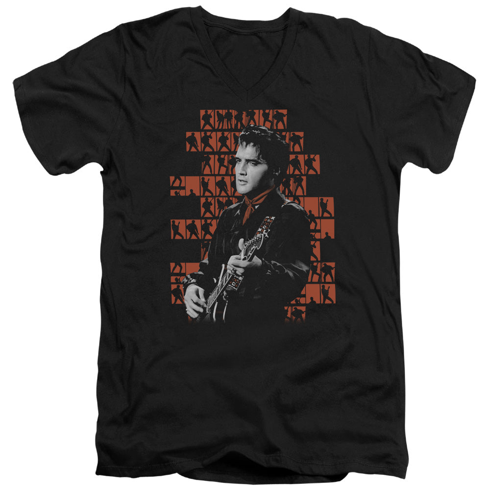 Elvis Presley 1968 Mens Slim Fit V-Neck T Shirt Black Officially Licensed