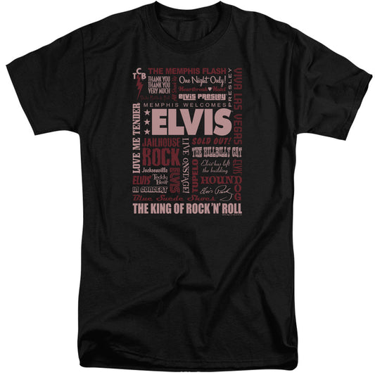 Elvis Presley Whole Lotta Type Mens Tall T Shirt Black Officially Licensed