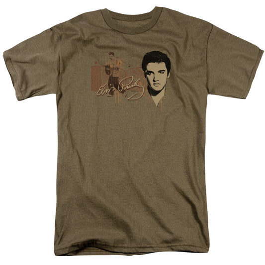 Elvis Presley At The Gates Mens T Shirt Safari Green Officially Licensed
