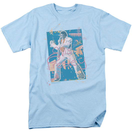 Elvis Presley Splatter Hawaii Mens T Shirt Carolina Blue Officially Licensed
