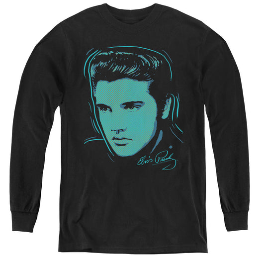 Elvis Presley Young Dots Long Sleeve Kids Youth T Shirt Black Officially Licensed