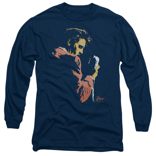 Elvis Presley Early Elvis Mens Long Sleeve Shirt Navy Blue Officially Licensed
