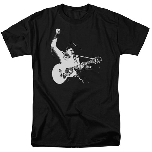 Elvis Presley Black&White Guitarman Mens T Shirt Black Officially Licensed