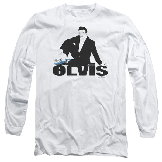 Elvis Presley Blue Suede Mens Long Sleeve Shirt White Officially Licensed Officially Licensed