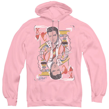 Elvis Presley King Of Hearts Mens Hoodie Pink Officially Licensed