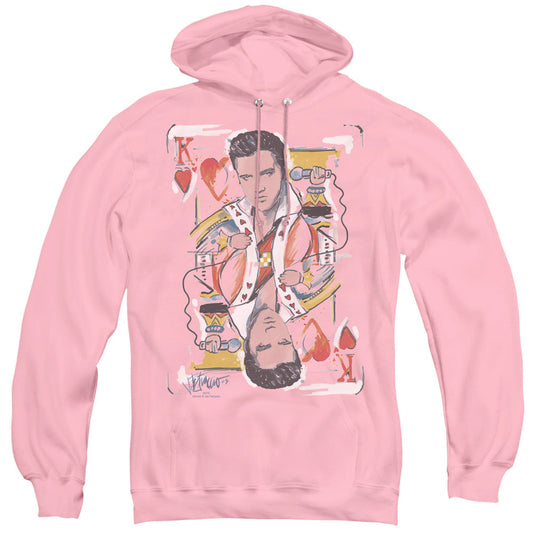 Elvis Presley King Of Hearts Mens Hoodie Pink Officially Licensed